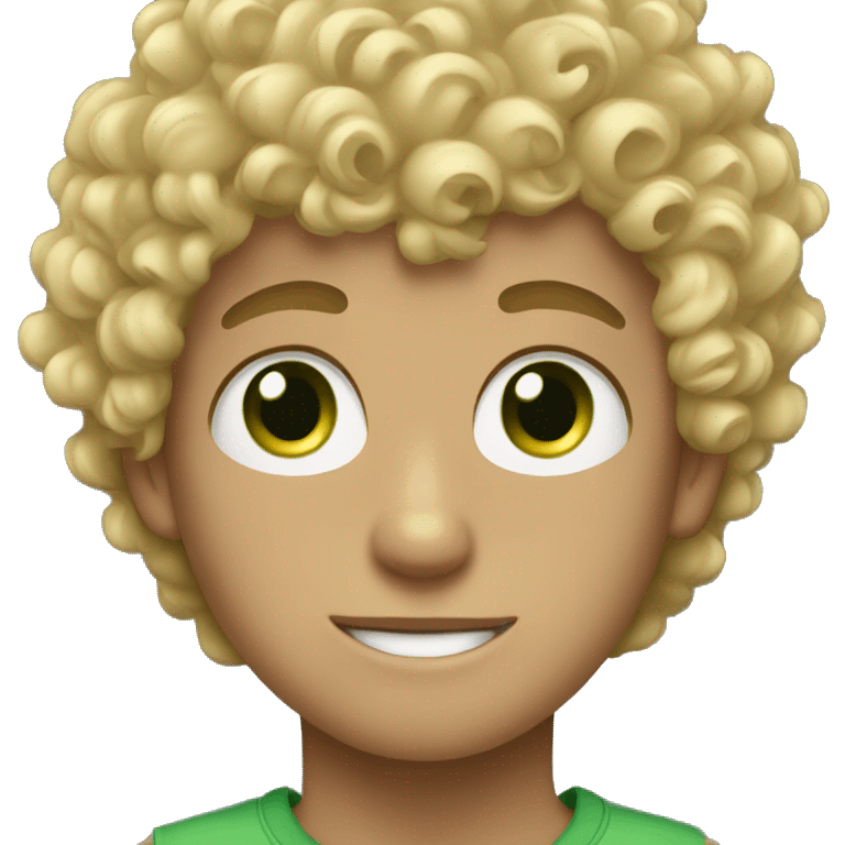 curly haired blonde boy with green eyes emoji