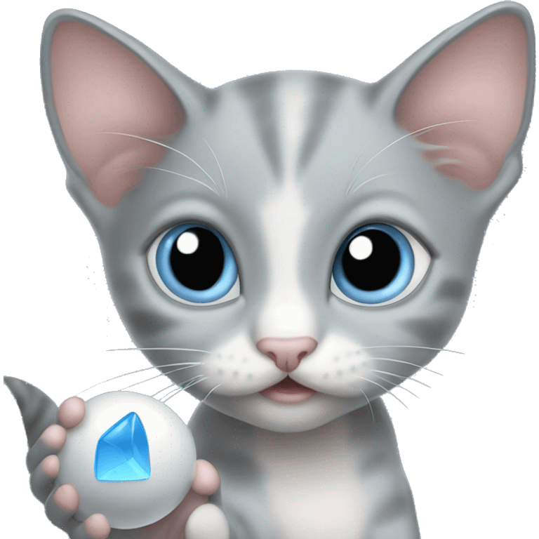 blue eyes grey kitten hunting mouse emoji