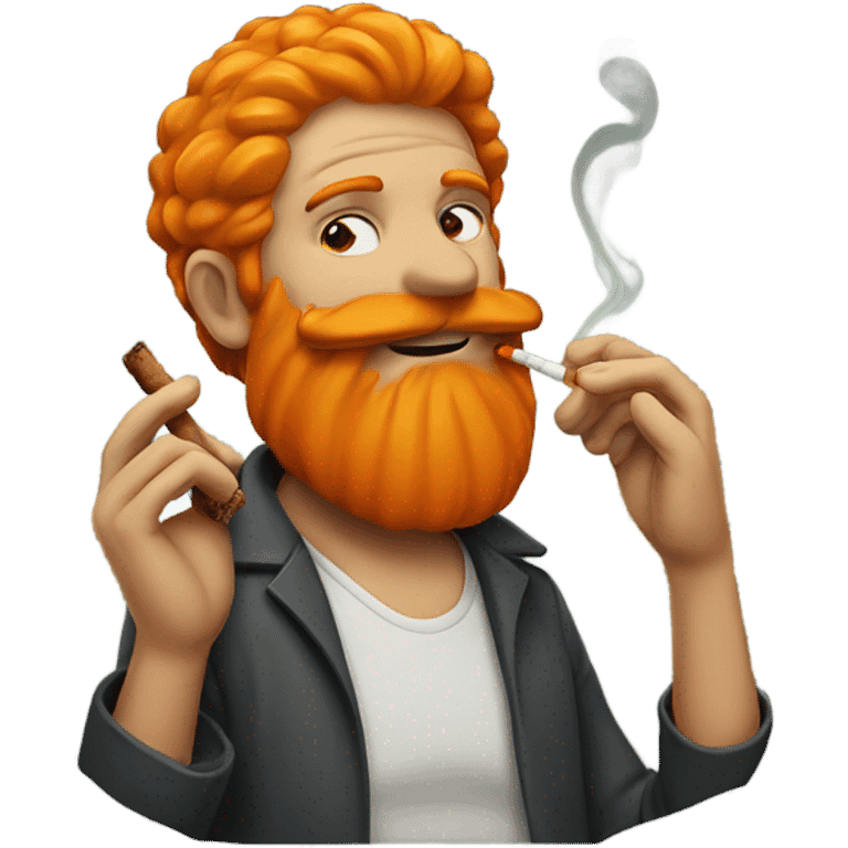 Man with orange beard and hair that is smoking a joint emoji