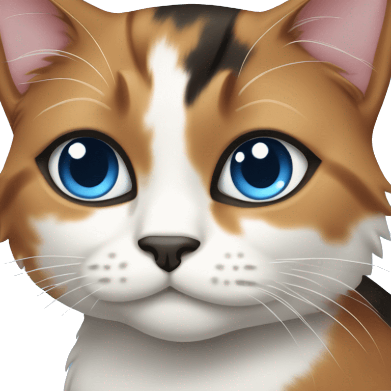 Calico cat with blue eyes emoji