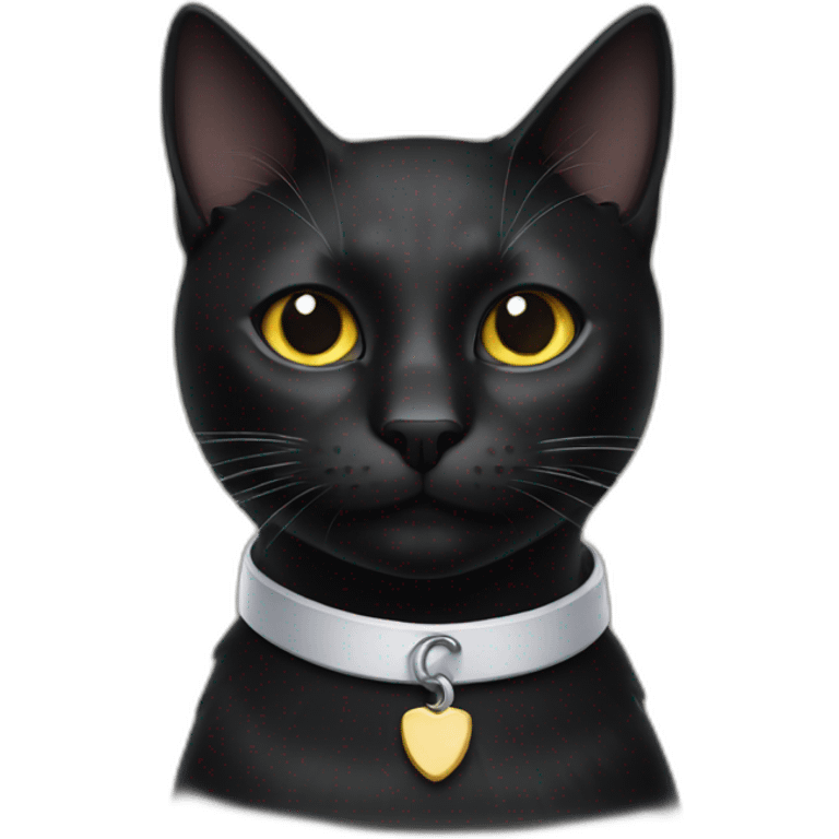 Black cat with white spot on collar emoji