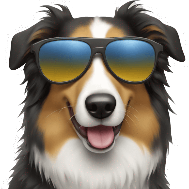 Collie dog with sunglasses emoji