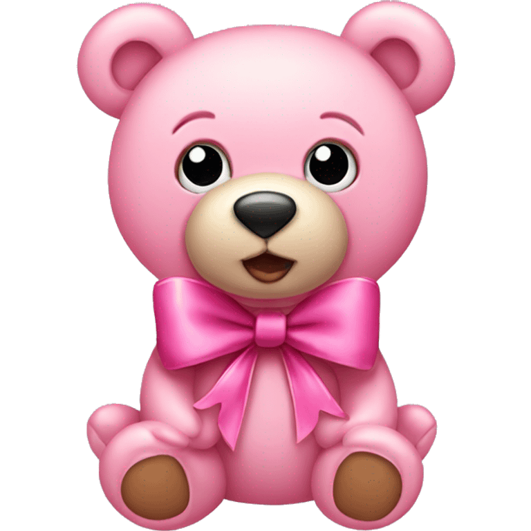 Pink teddy bear with bows emoji