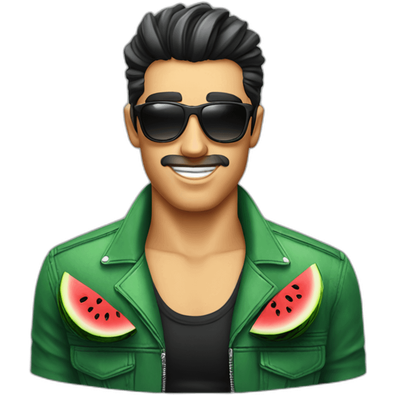 greaser with stubble and watermelon sunglasses emoji