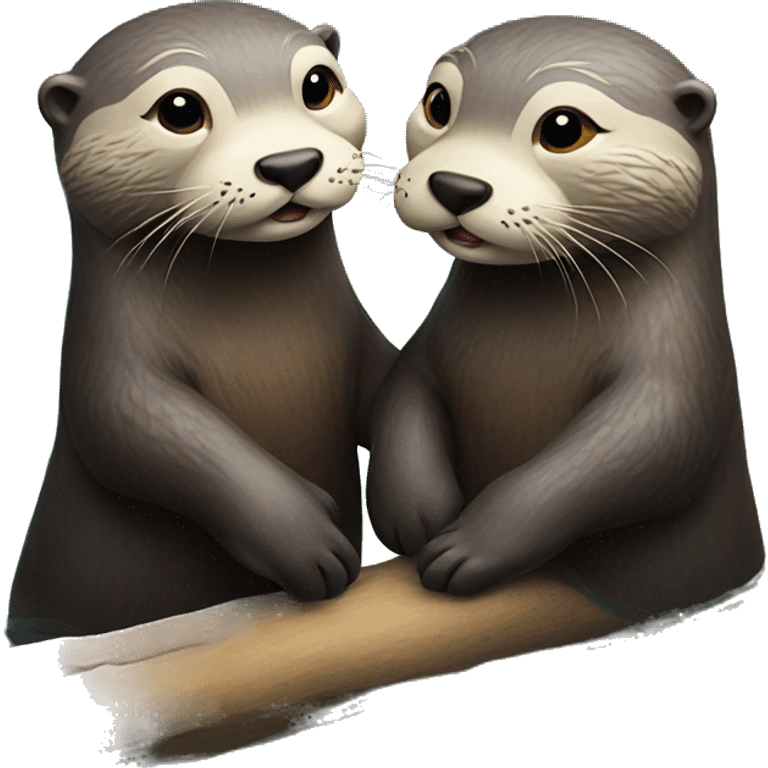 2 otters floating in the river holding hands emoji