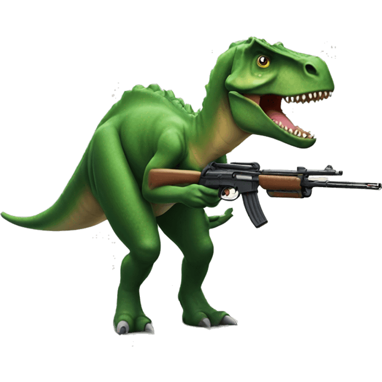 dinosaur with a gun emoji