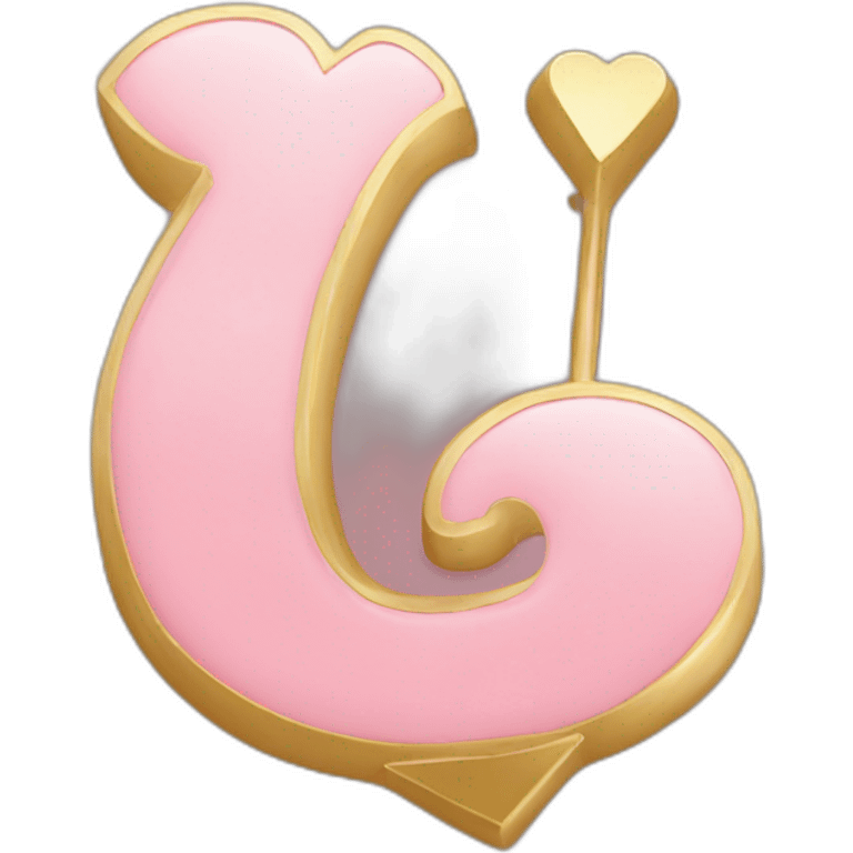 Arrow going through a love heart in the shape of the letter B light pink and gold emoji