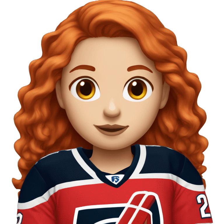 Redhead girl with capitals hockey jersey emoji