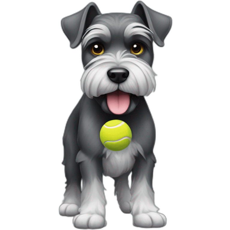 Full body schnauzer tennis ball in mouth emoji