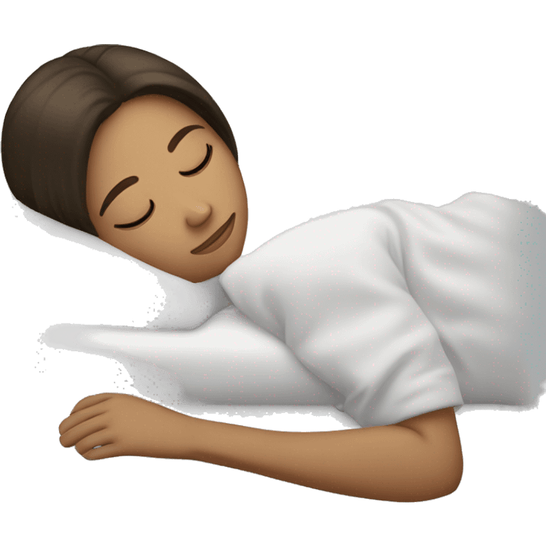 Brunette girl sleeping straigh hair emoji