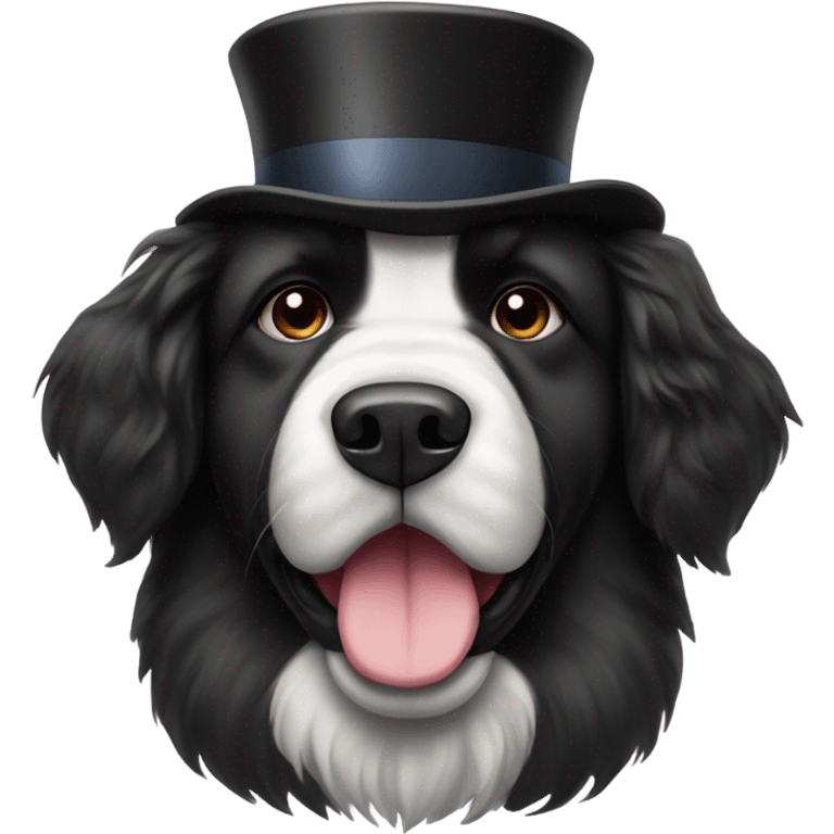 Newfoundland dog with top hat emoji