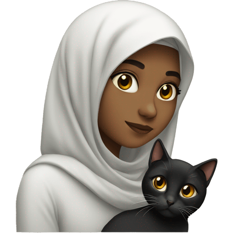 Muslim girl with black cat emoji