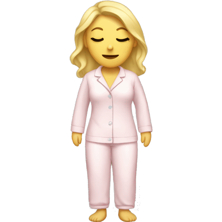 full body blonde white woman in pjs with eyes closed emoji