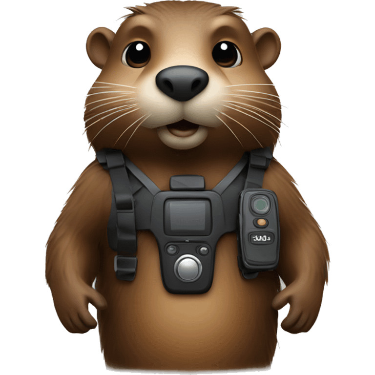 beaver wearing modern sleek body camera emoji