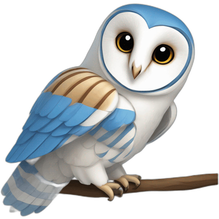 Barn Owl with blue and white strips emoji