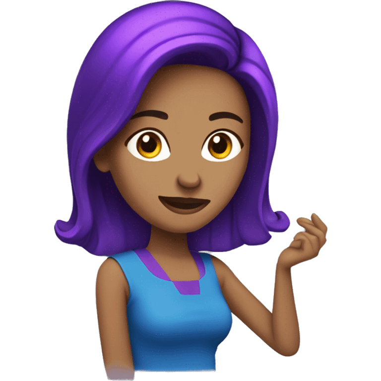 Mujer de cabello de color azul y morado siendo dj emoji