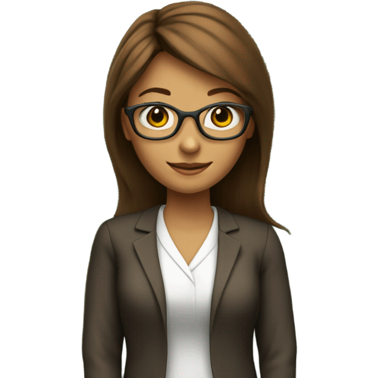 Teacher girl with brown hair on the background of a blackboard emoji