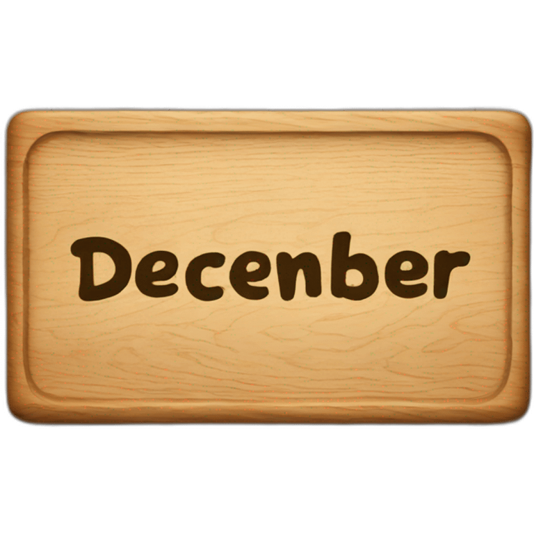 Wood sign with inscription december emoji