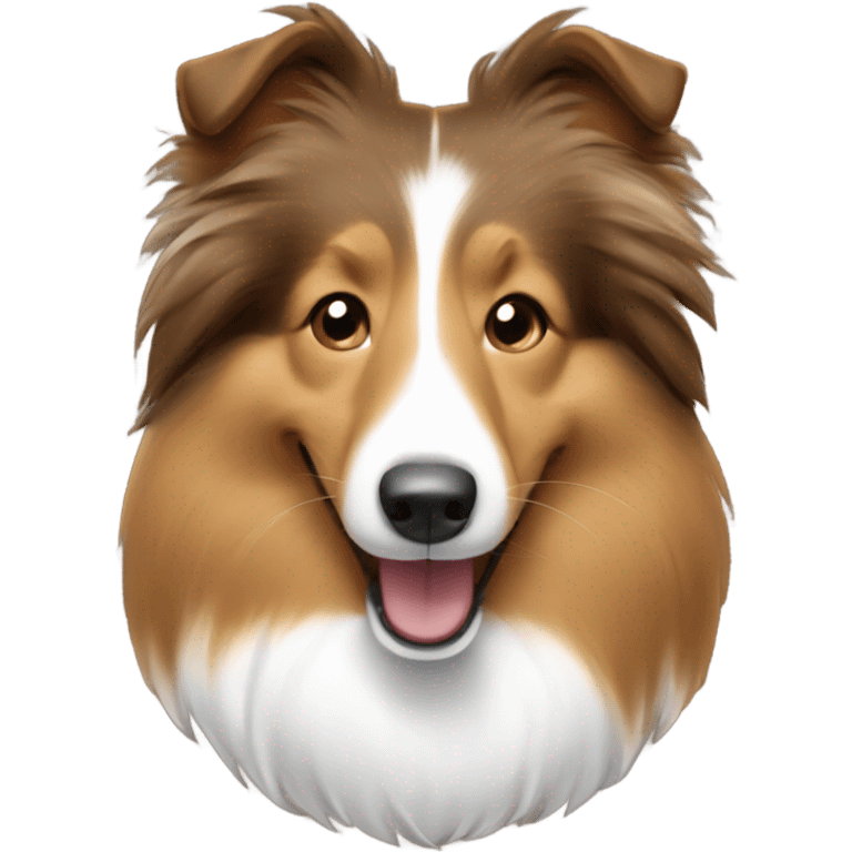 A brown, tan, and white sheltie smiling emoji