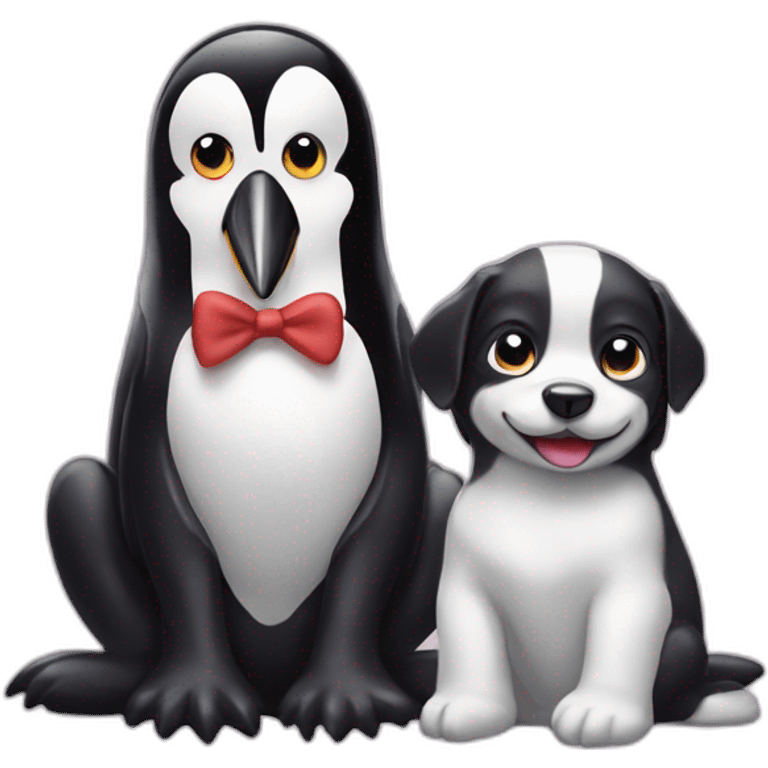 Pinguin on a dog emoji