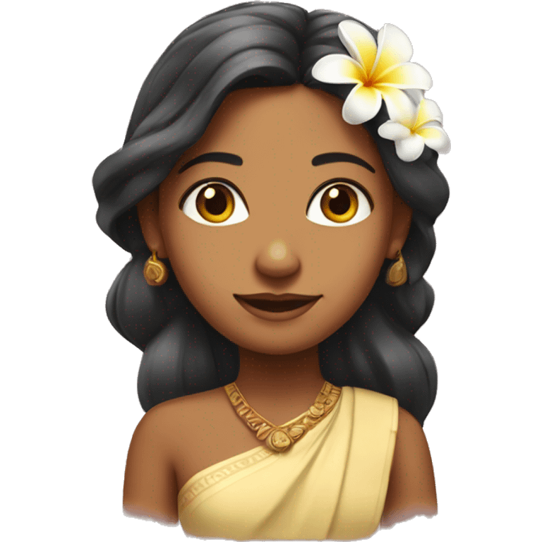 Indian girl with one plumeria  in hair emoji