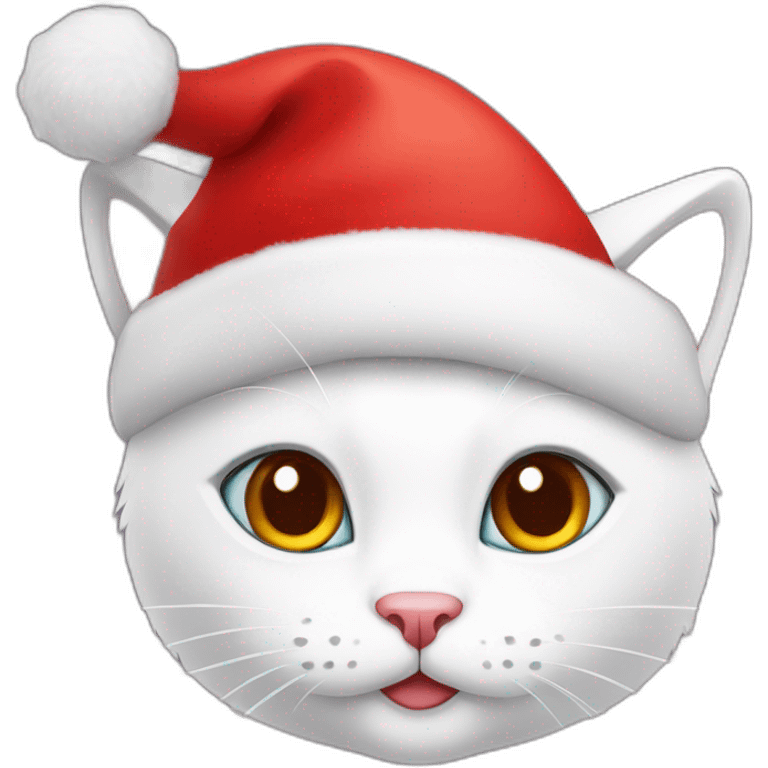 christmas white kitty in red hat emoji