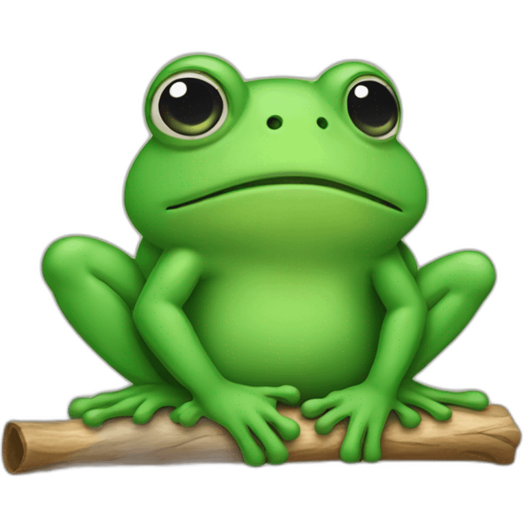 Sad frog and a stick in his back emoji