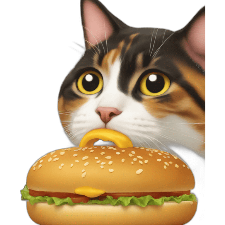 A cat eats a dog burger emoji