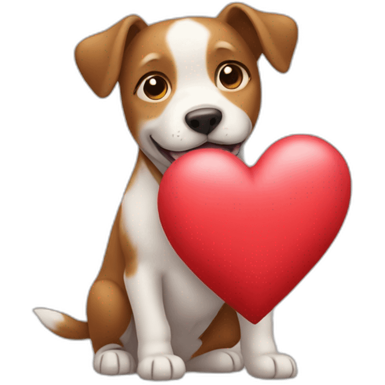 dog holding heart emoji