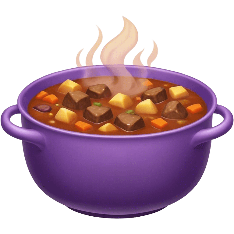 Stew steaming hot in a purple bowl  emoji