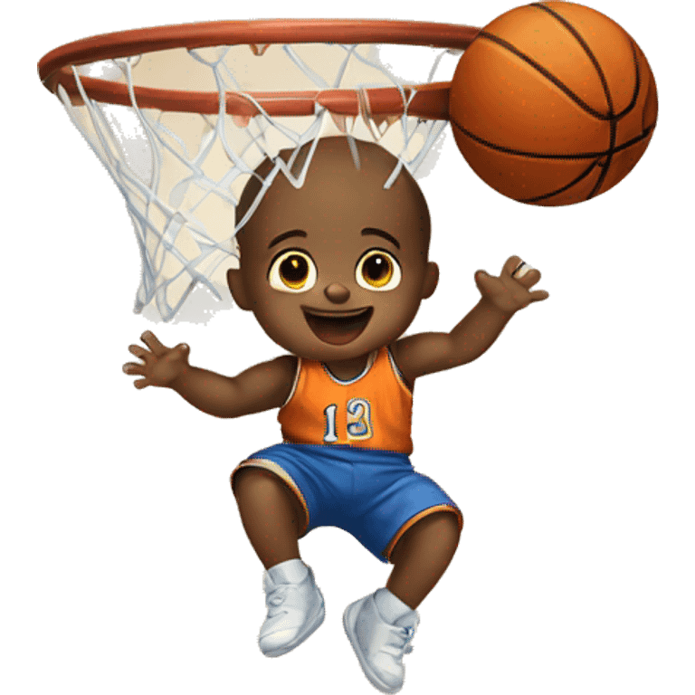 Baby, doing a layup in basketball emoji