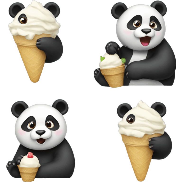 Panda eating ice cream emoji