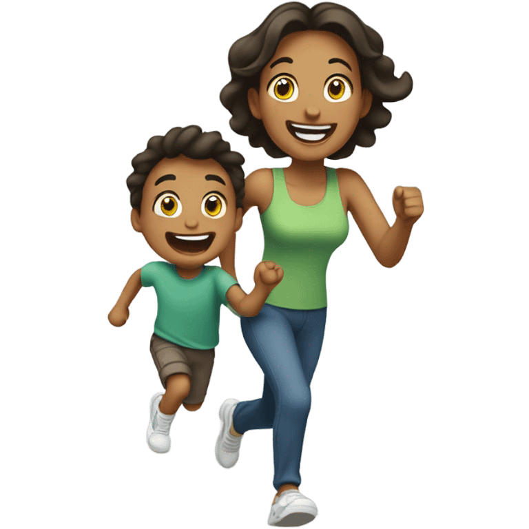 Mom and son running emoji