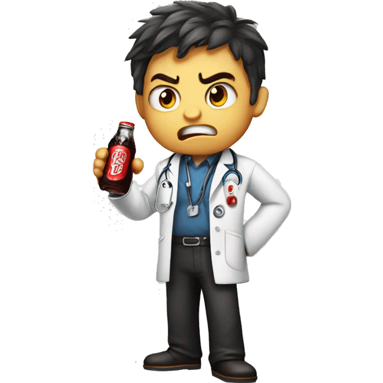 An angry boy drinking doctor pepper  emoji