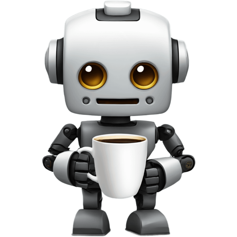 robot with a cup of coffee emoji