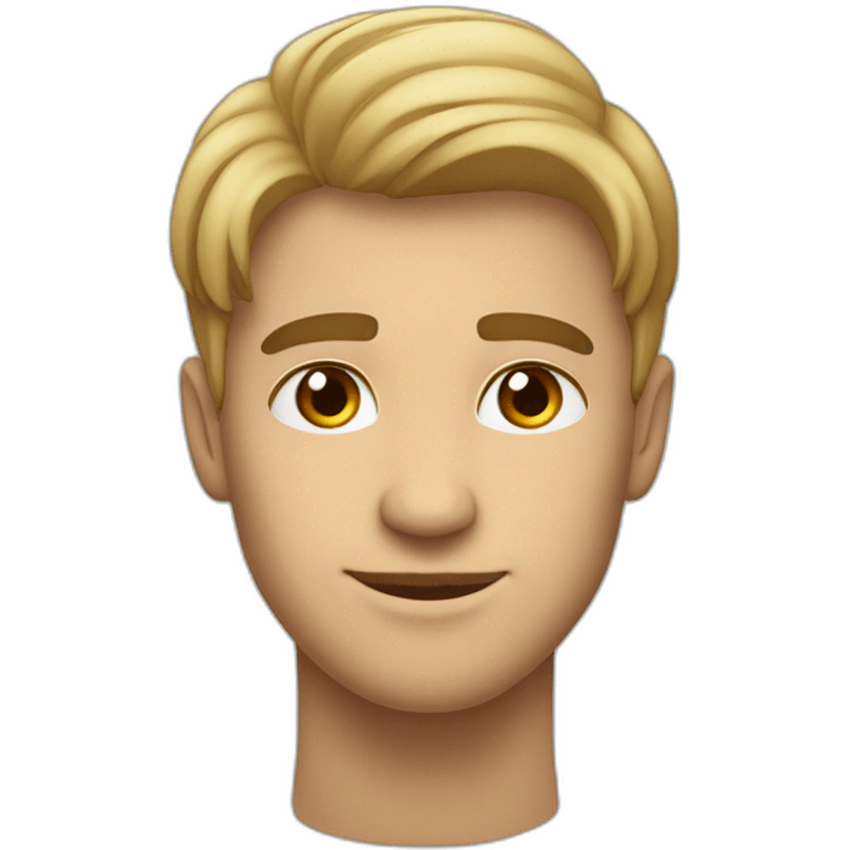 hombre blanco joven sin cabello, de bello facial, ojos miel.  emoji