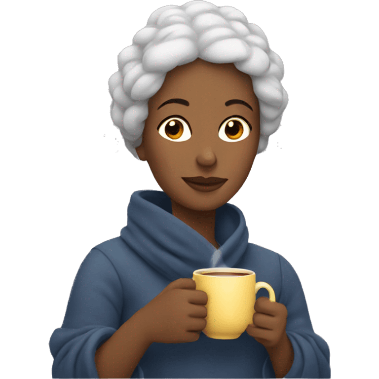 Cozy woman drinking tea emoji