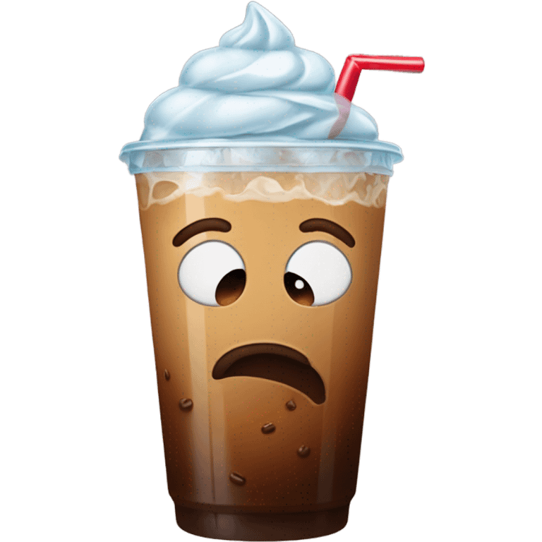 Iced coffee pouting  emoji