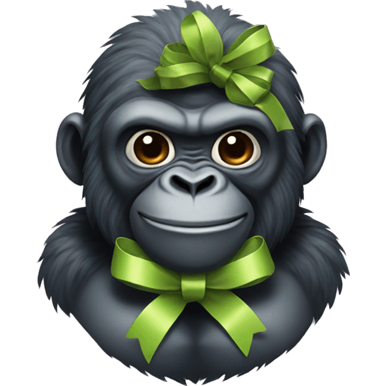 Gorilla with a ribbon and a matcha emoji