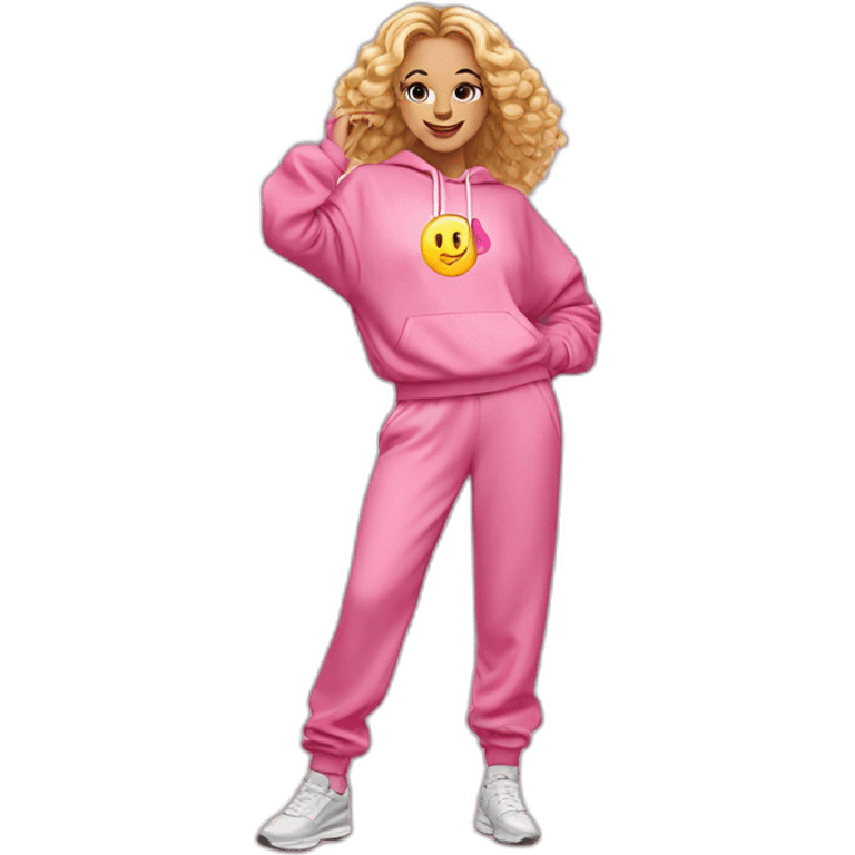 dancing-fair-haired-girl-pink-oversize-tracksuit emoji