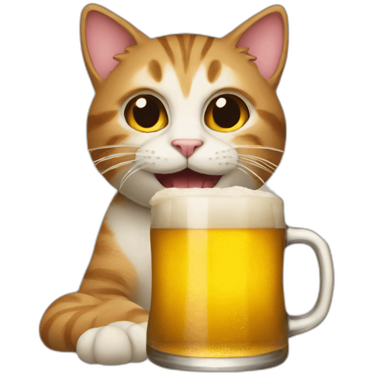 Cat drinks beer emoji