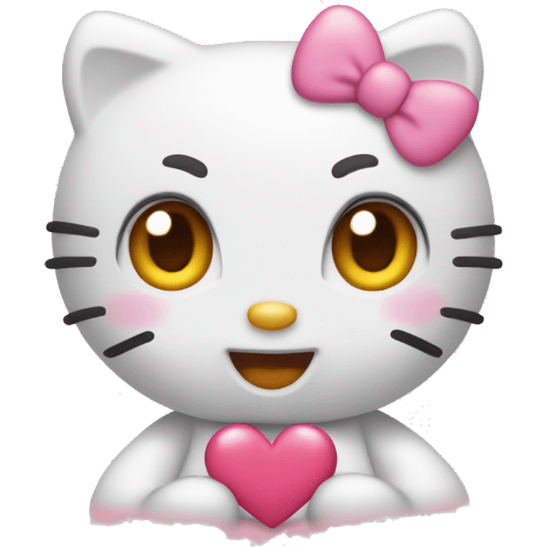 Hello kitty with a heart eyes emoji