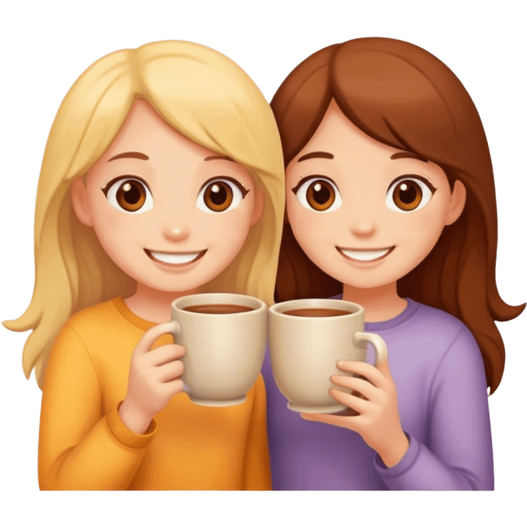 two girls holding one cup emoji