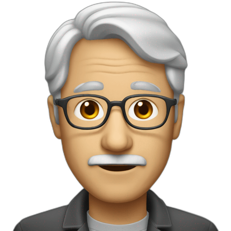 50 years professor with gray hair, without beard and mustache emoji