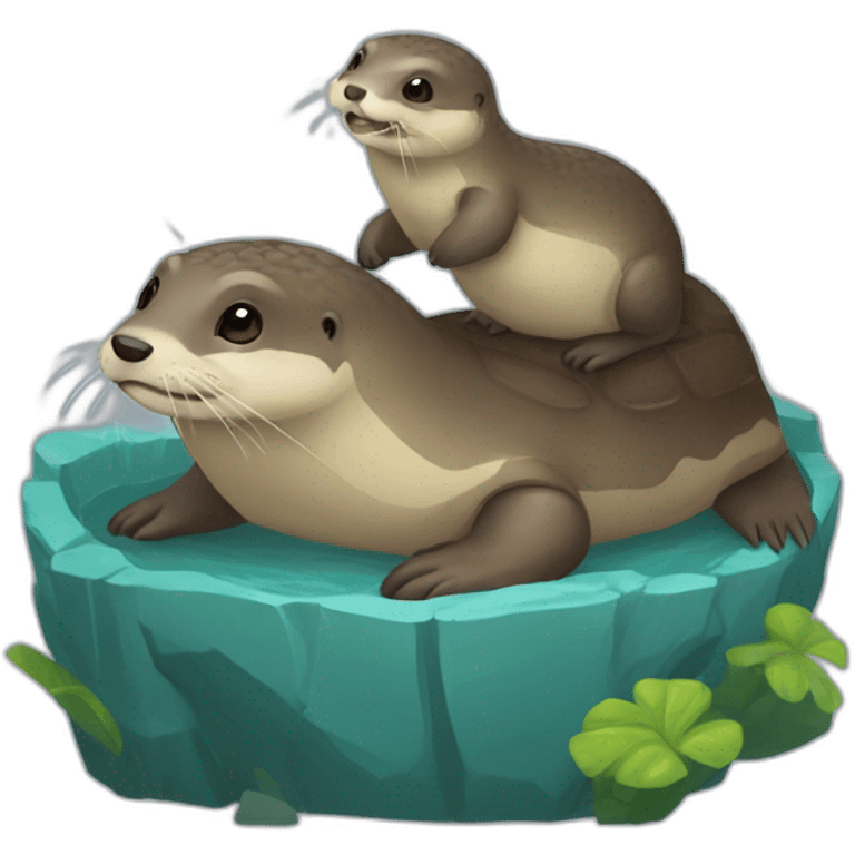 Loutre sur une tortue emoji