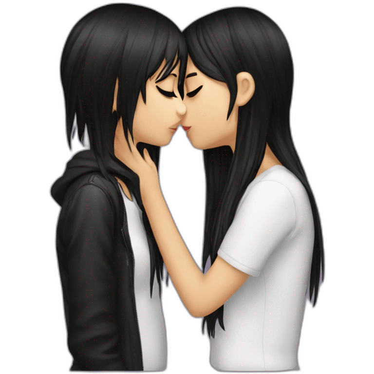 two emo girls kissing emoji