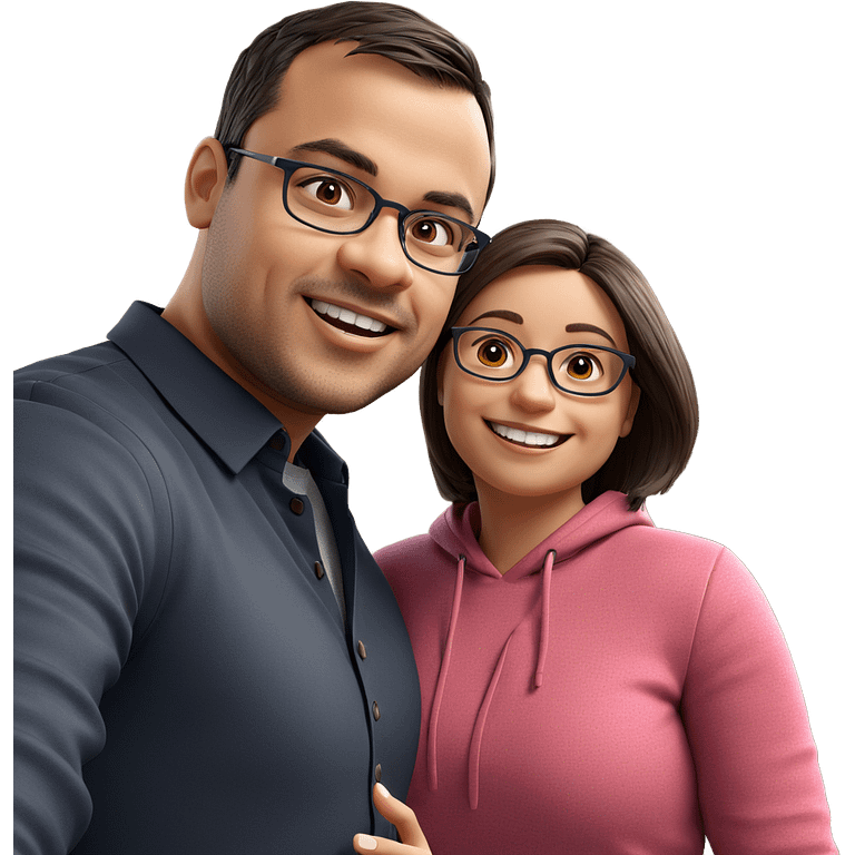 happy couple with glasses emoji