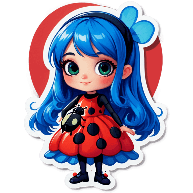 Blue haired girl with ladybug costume  emoji