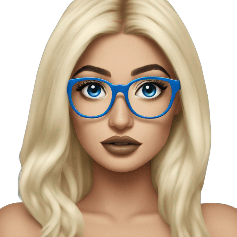 Hyper real blonde kylie jenner with blue eyes and glasses  emoji