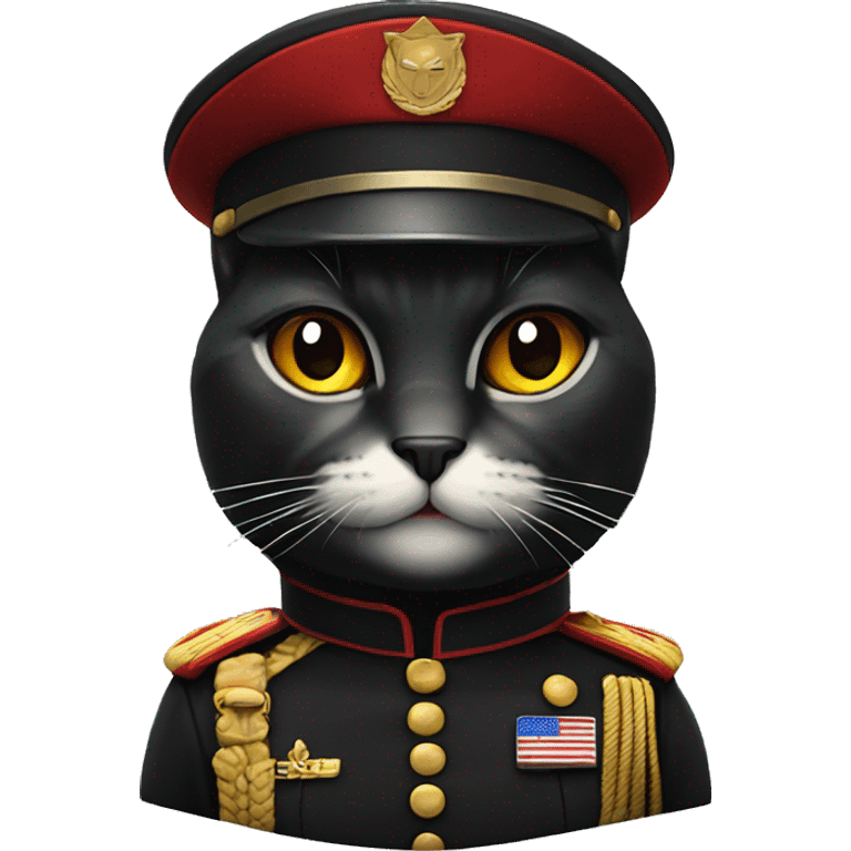 Evil cat wearing black and red military uniform  emoji